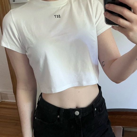 Set Active white cropped T-shirt - Picture 1 of 6